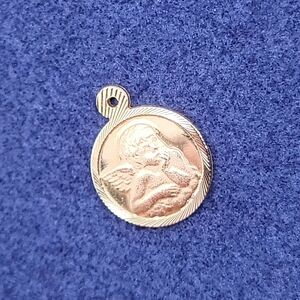Vintage 14k Gold Guardian Angel Cherub Charm Pendant